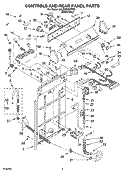 CONTROLS AND REAR PANEL PARTS Diagram and Parts List for 6ALSC8255MW0  Whirlpool Washer