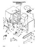TUB ASSEMBLY Diagram and Parts List for WU3006Y1  Roper Dishwasher