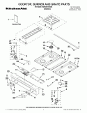 COOKTOP, BURNER AND GRATE PARTS Diagram and Parts List for KDRS407VSS03  KitchenAid Range