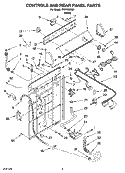 CONTROLS AND REAR PANEL PARTS Diagram and Parts List for ITW4100SQ0  Inglis Washer