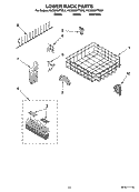 LOWER RACK PARTS Diagram and Parts List for KUDM03FTWH2  KitchenAid Dishwasher