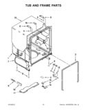 TUB AND FRAME PARTS Diagram and Parts List for WDF530PSYB3  Whirlpool Dishwasher