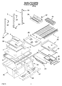 SHELF PARTS Diagram and Parts List for 3XARG477GF07  Whirlpool Refrigerator