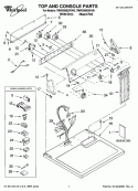 TOP AND CONSOLE PARTS Diagram and Parts List for 7MWG99930VW0  Whirlpool Dryer