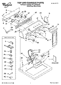 TOP AND CONSOLE PARTS Diagram and Parts List for LGQ9858LG1  Whirlpool Dryer