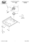 COOKTOP PARTS Diagram and Parts List for RGE23301  Roper Range