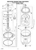 AGITATOR, BASKET AND TUB PARTS Diagram and Parts List for GSQ9632LL1  Whirlpool Washer