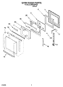 OVEN DOOR PARTS Diagram and Parts List for IBD550PRS00  Whirlpool Wall Oven