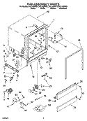 TUB ASSEMBLY PARTS Diagram and Parts List for DUL140PPQ1  Whirlpool Dishwasher
