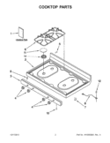 COOKTOP PARTS Diagram and Parts List for WFG114SWQ1  Whirlpool Range