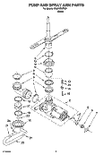 PUMP AND SPRAY ARM PARTS Diagram and Parts List for DU850SWPU0  Whirlpool Dishwasher