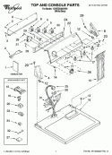 TOP AND CONSOLE PARTS Diagram and Parts List for 1CWED5300VW0  Whirlpool Dryer