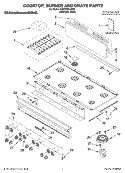 COOKTOP, BURNER AND GRATE PARTS Diagram and Parts List for KGCP487JSS3  KitchenAid Cooktop