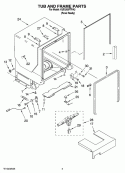 TUB AND FRAME PARTS Diagram and Parts List for KUDU03FTPA3  KitchenAid Dishwasher