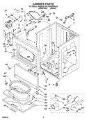 CABINET PARTS Diagram and Parts List for GGQ8831LW0  Whirlpool Dryer