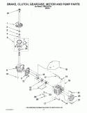 BRAKE, CLUTCH, GEARCASE, MOTOR AND PUMP PARTS Diagram and Parts List for CAM2742TQ3  Whirlpool Washer
