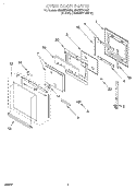 OVEN DOOR Diagram and Parts List for RBD307PDQ2  Whirlpool Wall Oven