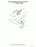 CONTROL PANEL AND LATCH PARTS Diagram and Parts List for DP1040XTXQ6  Whirlpool Dishwasher