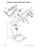 CONTROLS AND WATER INLET PARTS Diagram and Parts List for 7MWTW1502AW1  Whirlpool Washer