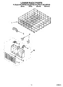 LOWER RACK PARTS Diagram and Parts List for GU1100XTLB0  Whirlpool Dishwasher