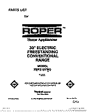COVER Diagram and Parts List for FEP310YW0  Roper Range