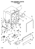 TUB ASSEMBLY PARTS Diagram and Parts List for IRD6710Q2  Inglis Dishwasher