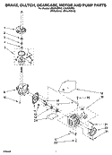 BRAKE, CLUTCH, GEARCASE, MOTOR AND PUMP PARTS Diagram and Parts List for LSN2000PG3  Whirlpool Washer