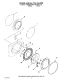 DOOR AND LATCH PARTS Diagram and Parts List for YWFW9351YW00  Whirlpool Washer