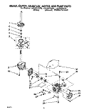 BRAKE, CLUTCH, GEARCASE, MOTOR AND PUMP Diagram and Parts List for LSP6244AN0  Whirlpool Washer
