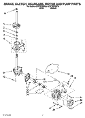 BRAKE, CLUTCH, GEARCASE, MOTOR AND PUMP PARTS Diagram and Parts List for 1CWTW5790SQ0  Whirlpool Washer