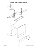 DOOR AND PANEL PARTS Diagram and Parts List for WDF310PLAD2  Whirlpool Dishwasher