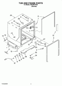 TUB AND FRAME PARTS Diagram and Parts List for DW524M1ASS0  Whirlpool Dishwasher