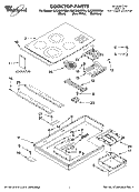 COOKTOP PARTS, OPTIONAL PARTS (NOT INCLUDED) Diagram and Parts List for GJC3055RP04  Whirlpool Cooktop