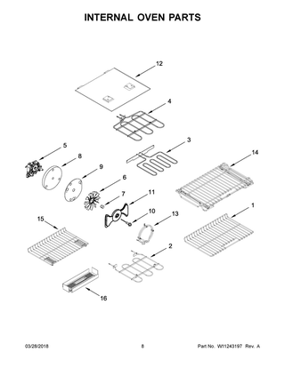 Internal Oven Parts Diagram and Parts List for YKFID500ESS2  Whirlpool Range