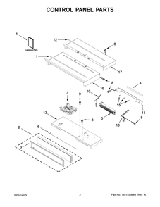 Control Panel Parts Diagram and Parts List for WOD51EC0HB02  Whirlpool Wall Oven
