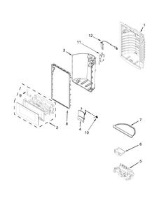Dispenser Front Parts Diagram and Parts List for WRV996FDEE00  Whirlpool Refrigerator