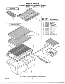 Shelf Parts/freezer/refrigerator Diagram and Parts List for ET18NKDG00  Whirlpool Refrigerator