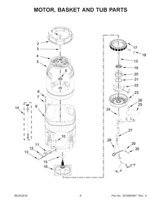 Motor, Basket And Tub Parts Diagram and Parts List for 11029133411  Kenmore Washer