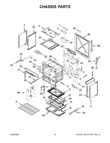 Chassis Parts Diagram and Parts List for WEG515S0LV4  Whirlpool Range