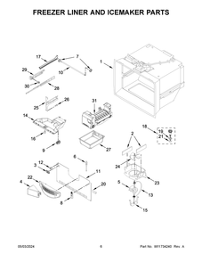 Freezer Liner And Icemaker Parts Diagram and Parts List for WRF535SWHB10  Whirlpool Refrigerator
