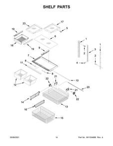 Shelf Parts Diagram and Parts List for ABB1924BRW03  Whirlpool Refrigerator