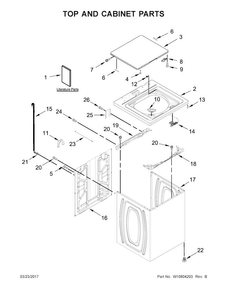 Top And Cabinet Parts Diagram and Parts List for WTW4815EW1  Whirlpool Washer