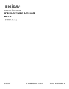 Cover Sheet Diagram and Parts List for IES900DS03  Whirlpool Range