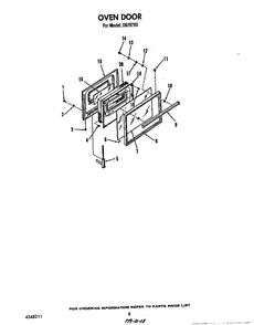 Oven Door Diagram and Parts List for D6757*0  Roper Range