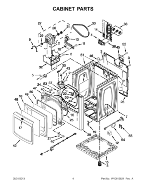 02 - CABINET PARTS Diagram and Parts List for YMEDB950YW2  Whirlpool Dryer