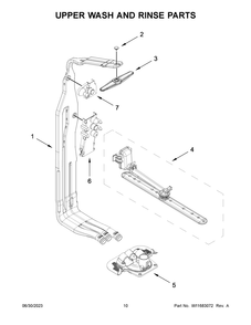 Upper Wash And Rinse Parts Diagram and Parts List for KDTM604KBS2  KitchenAid Dishwasher