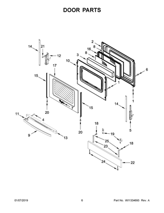 Door Parts Diagram and Parts List for WEE510SAGS1  Whirlpool Range