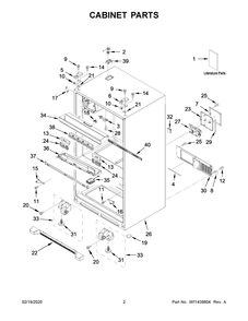 Cabinet Parts Diagram and Parts List for WRX735SDHV02  Whirlpool Refrigerator