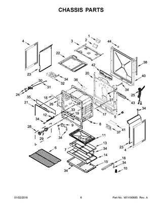 Chassis Parts Diagram and Parts List for WEG515S0FV0  Whirlpool Range
