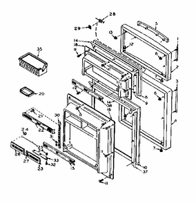 Refrigerator Door Parts Diagram and Parts List for 106U16E1  Kenmore Refrigerator
